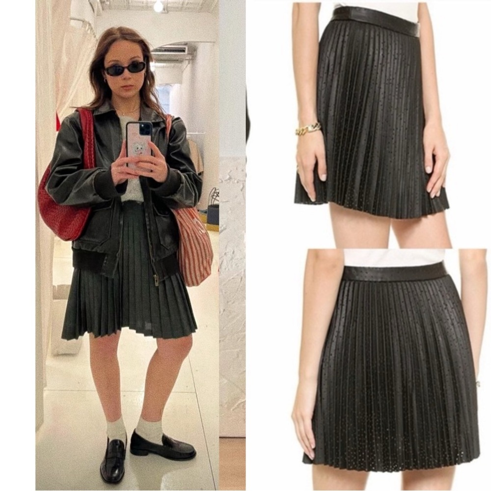 Club Monaco Faux leather Pleats Skirt